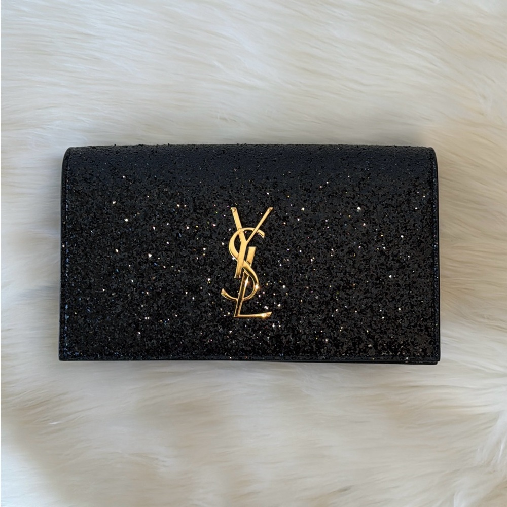 Yves Saint Laurent Black Glitter Clutch